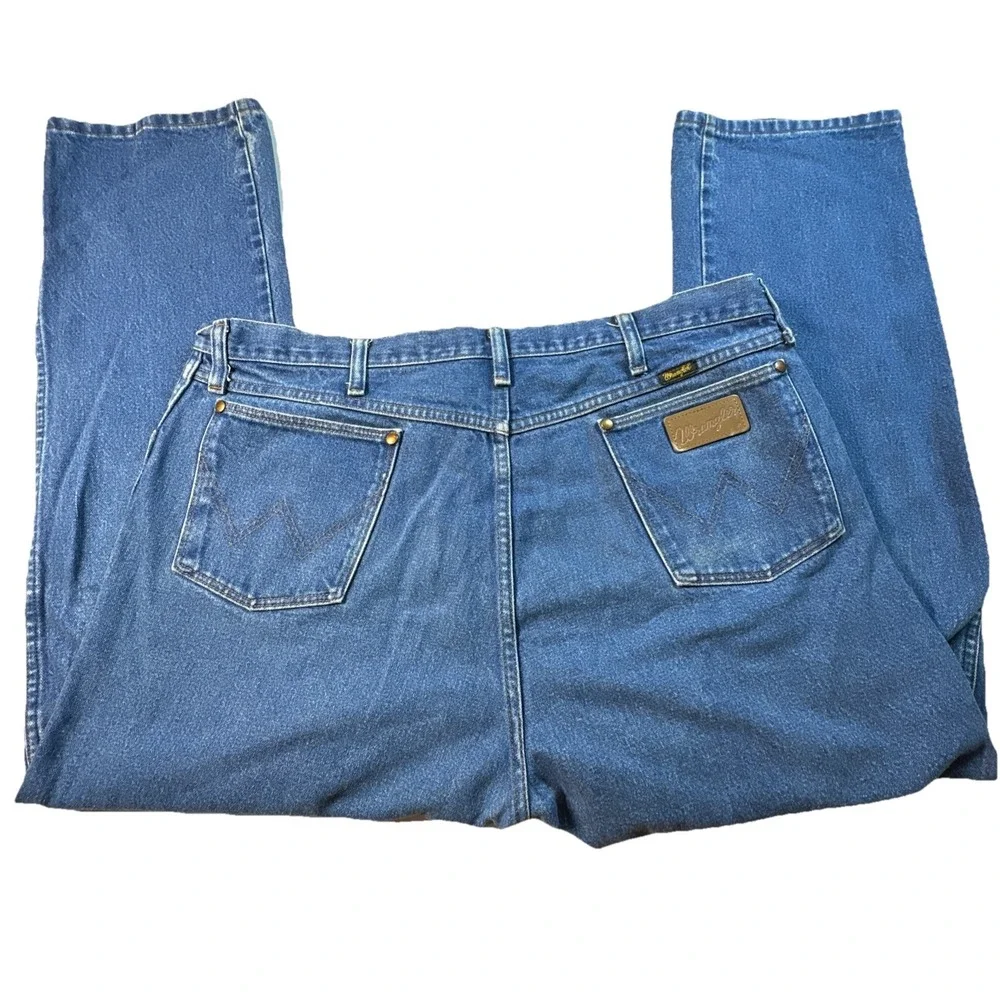 Wrangler 13MWZPW Cowboy Cut Jeans 40x30 Blue Medium Wash Straight Leg Denim - Picture 4 of 6